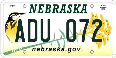 NE license plate ADU072