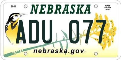 NE license plate ADU077