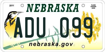 NE license plate ADU099
