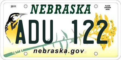 NE license plate ADU122