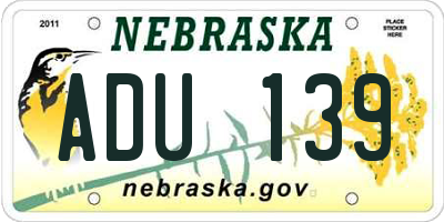 NE license plate ADU139
