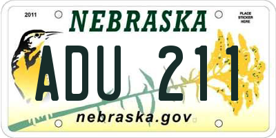 NE license plate ADU211