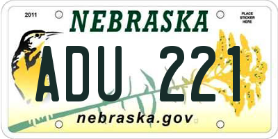 NE license plate ADU221