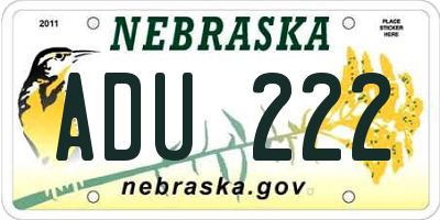 NE license plate ADU222