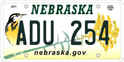 NE license plate ADU254