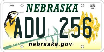 NE license plate ADU256