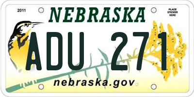 NE license plate ADU271