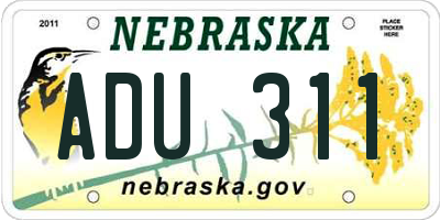 NE license plate ADU311