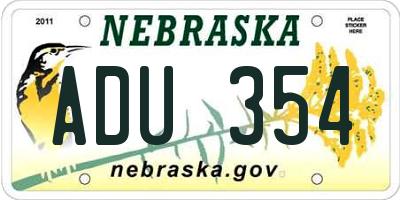 NE license plate ADU354