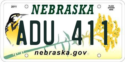 NE license plate ADU411
