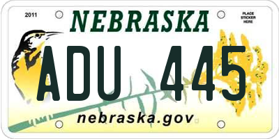 NE license plate ADU445