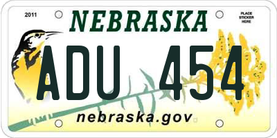 NE license plate ADU454