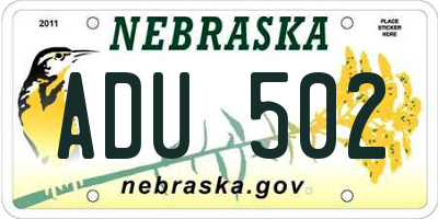 NE license plate ADU502