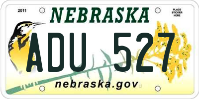 NE license plate ADU527