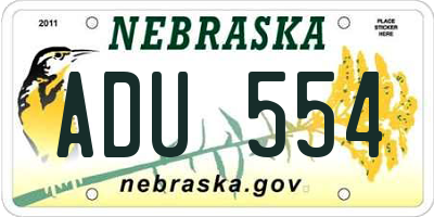 NE license plate ADU554