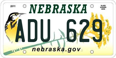 NE license plate ADU629