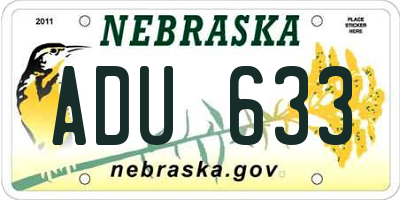 NE license plate ADU633