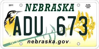 NE license plate ADU673