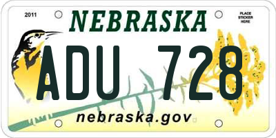 NE license plate ADU728