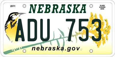 NE license plate ADU753