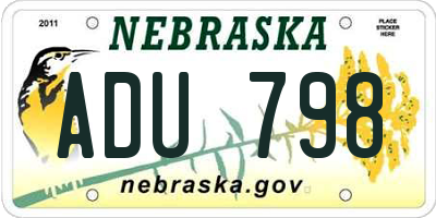 NE license plate ADU798