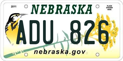 NE license plate ADU826