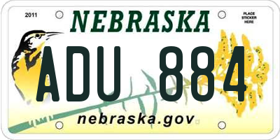 NE license plate ADU884