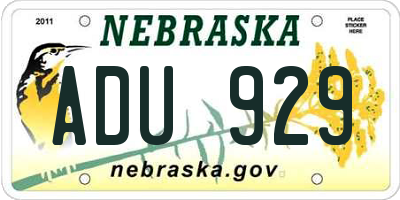 NE license plate ADU929
