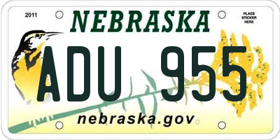 NE license plate ADU955