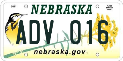 NE license plate ADV016