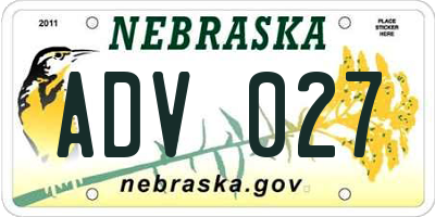 NE license plate ADV027