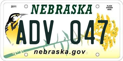 NE license plate ADV047