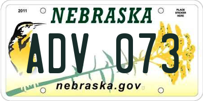 NE license plate ADV073