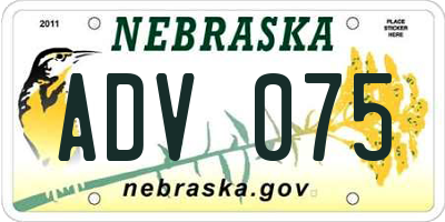 NE license plate ADV075