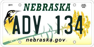 NE license plate ADV134