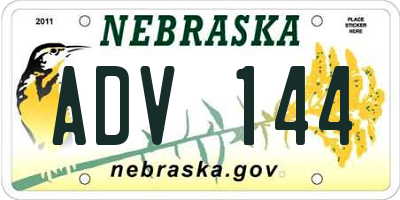 NE license plate ADV144