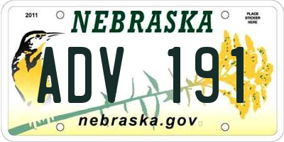NE license plate ADV191