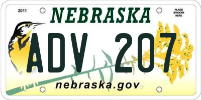 NE license plate ADV207