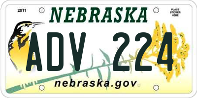 NE license plate ADV224