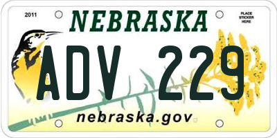 NE license plate ADV229