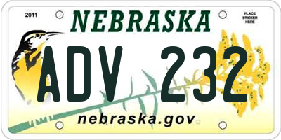 NE license plate ADV232