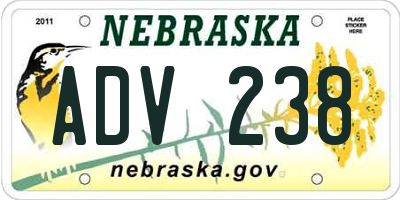 NE license plate ADV238