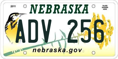 NE license plate ADV256