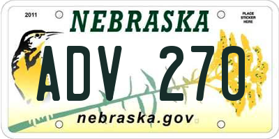 NE license plate ADV270