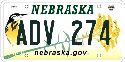 NE license plate ADV274