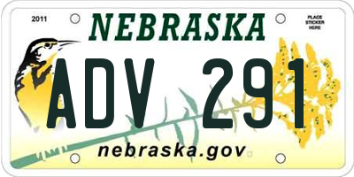 NE license plate ADV291