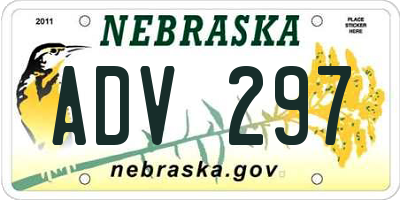 NE license plate ADV297
