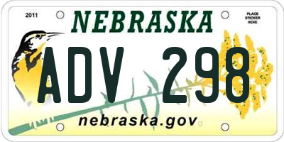 NE license plate ADV298
