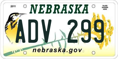 NE license plate ADV299