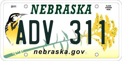 NE license plate ADV311